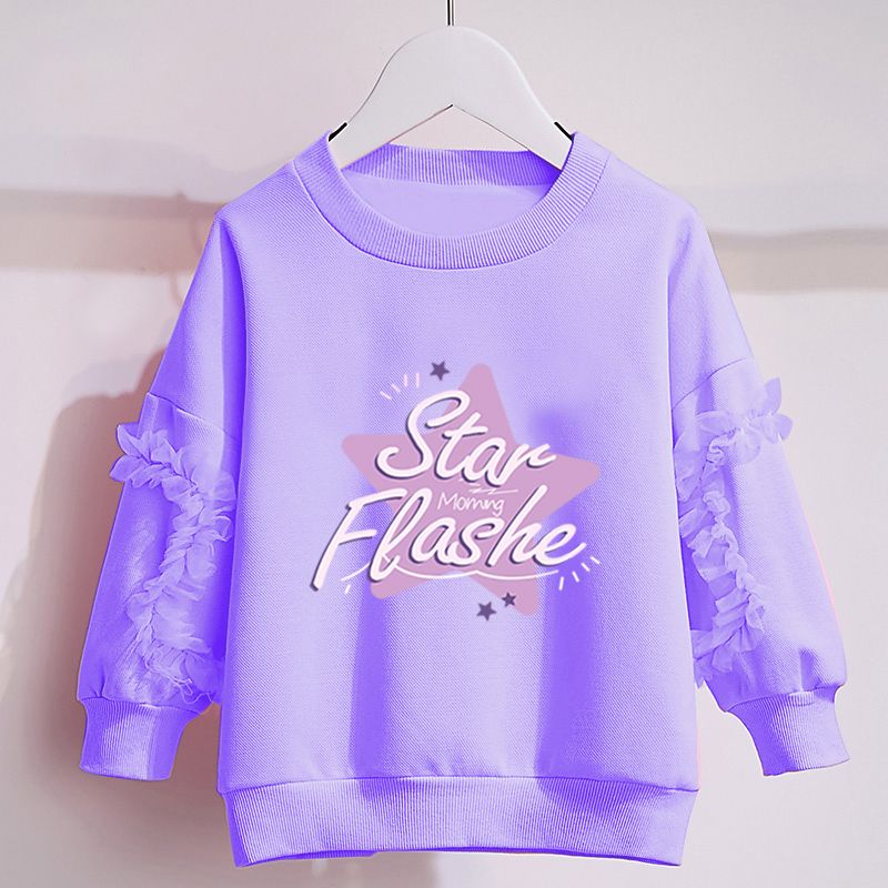 Girls' sweatshirts spring and autumn  new loose splicing lace casual casual girl ins style long sleeves