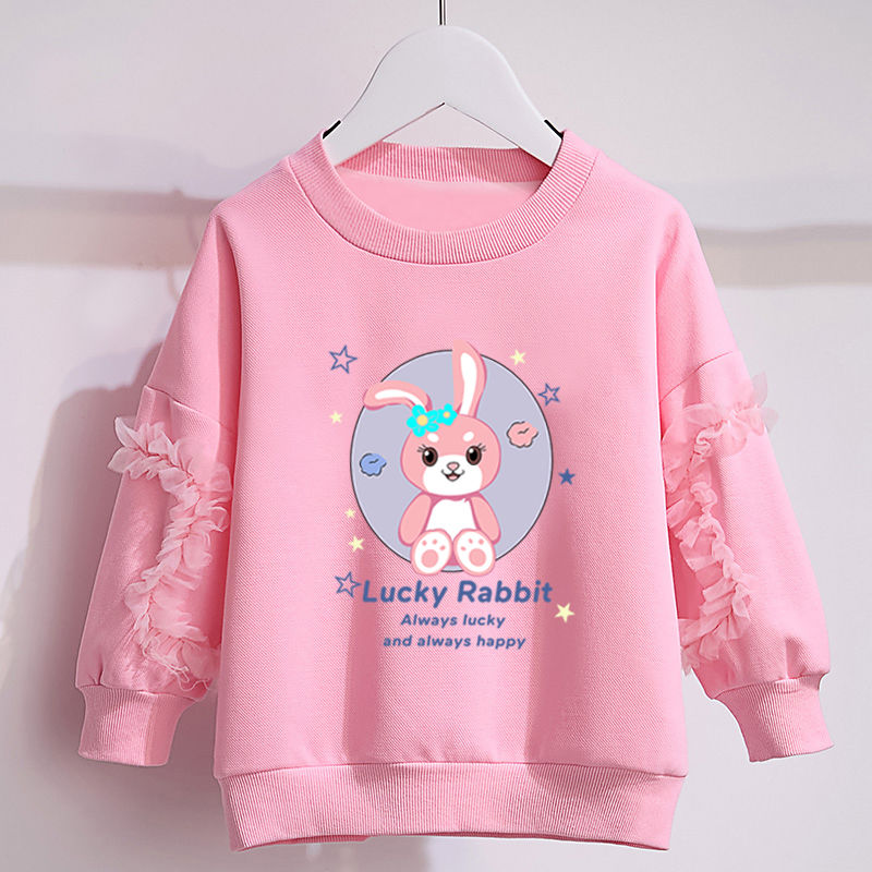 Girls' sweatshirts spring and autumn  new loose splicing lace casual casual girl ins style long sleeves