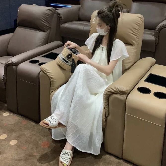 睡衣女夏季連衣裙慵懶風遮肚子超仙爆款寬鬆顯瘦系帶小飛袖睡裙女