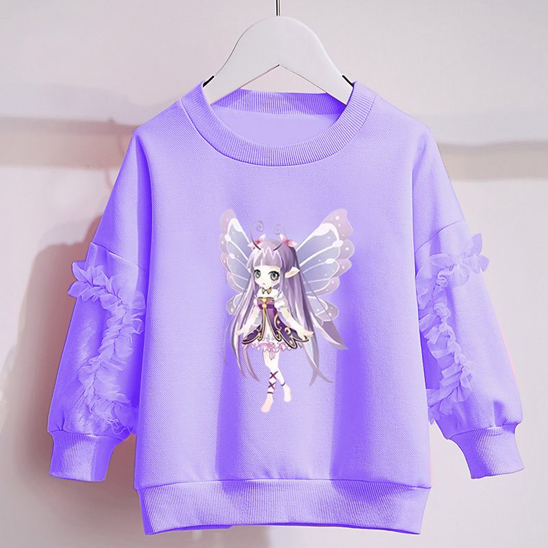 Girls' sweatshirts spring and autumn  new loose splicing lace casual casual girl ins style long sleeves