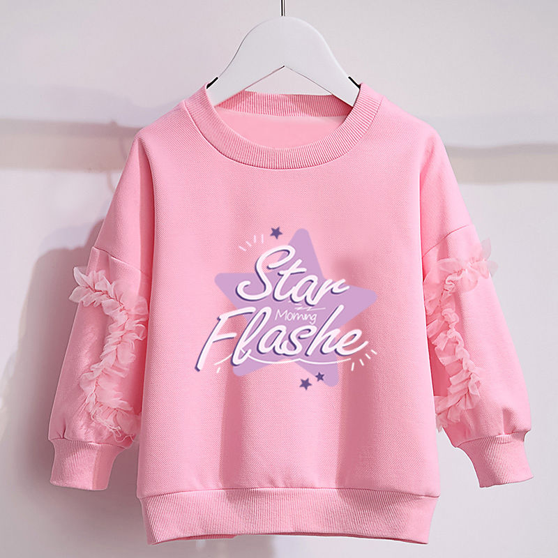 Girls' sweatshirts spring and autumn  new loose splicing lace casual casual girl ins style long sleeves