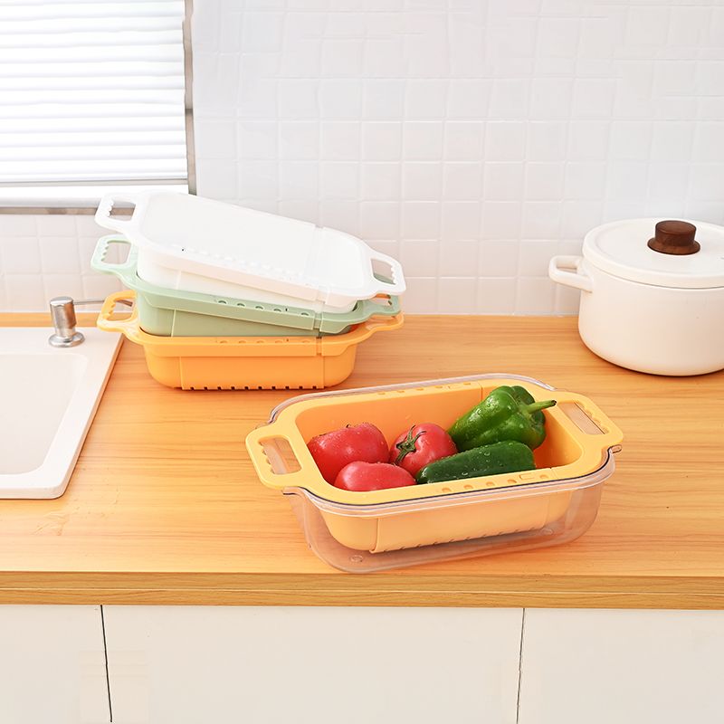 厨房双层伸缩沥水篮洗菜盆洗菜篮厨房家用网红日式洗水果菜篮子
