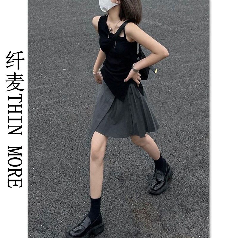Fianmai THIN MORE Sweet Hot Girl Retro Sleeveless T-Shirt Women's Summer New Korean Style Sloping Shoulder Slim Vest Top