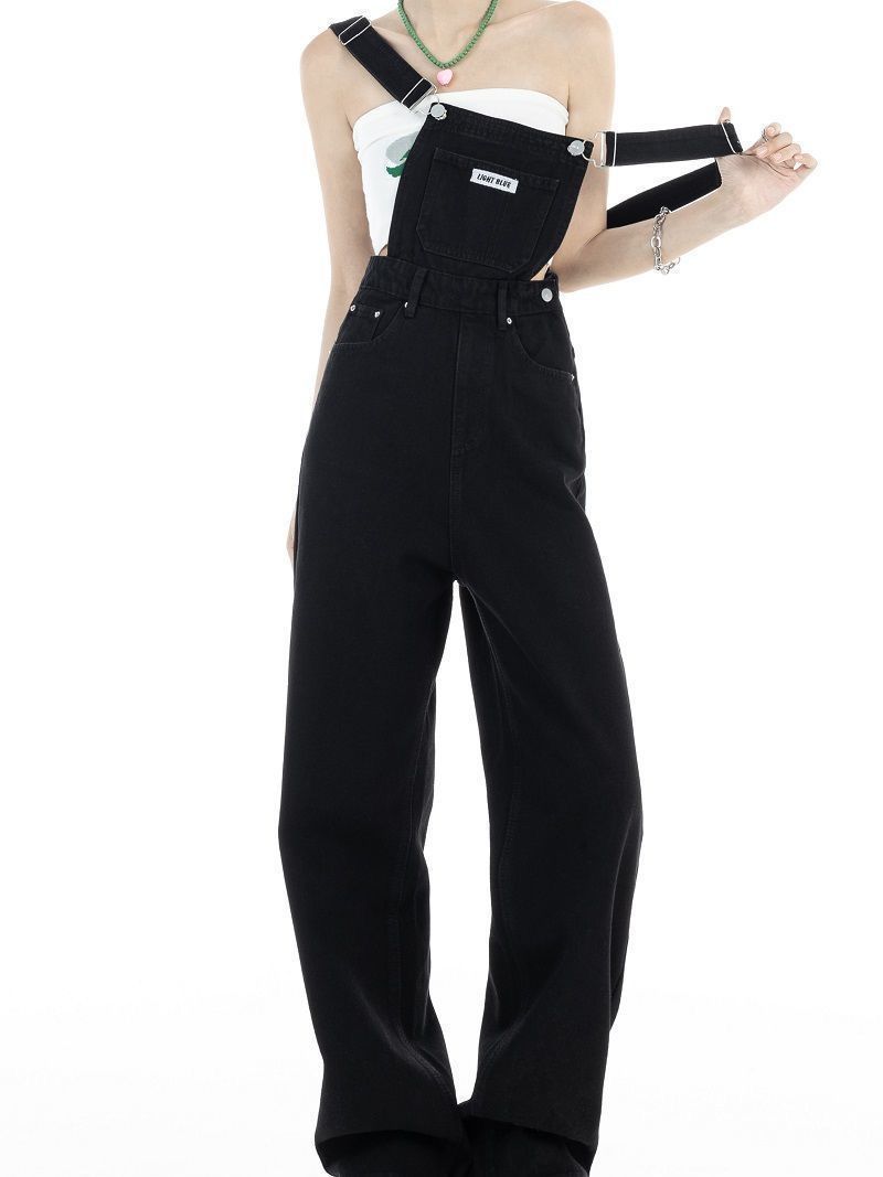 Salt denim overalls design  spring and autumn new high-waisted straight leg slimming one-piece overalls