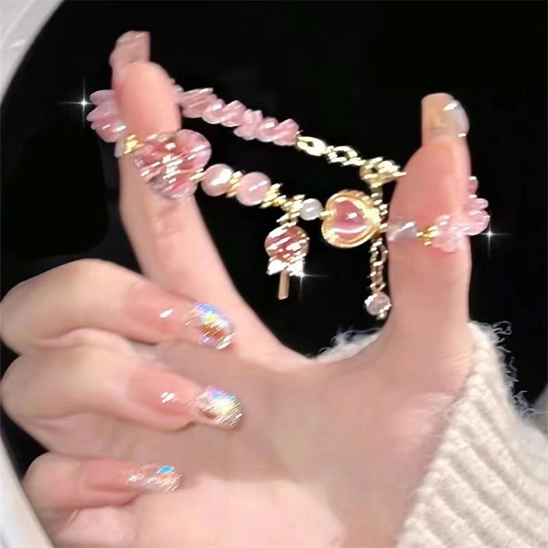 芭比手鍊棒棒糖原創手鍊女少女仙氣愛心串珠手鍊小眾設計高級感鏈