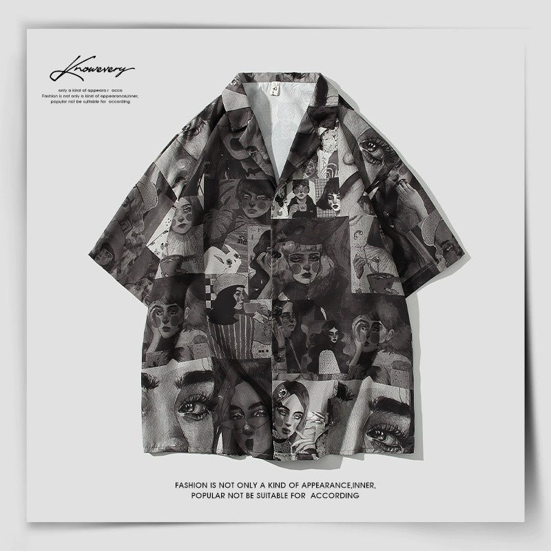 2023 summer new shirt for men, light luxury short-sleeved Yamamoto high-end sense, thin Korean style, handsome shirt