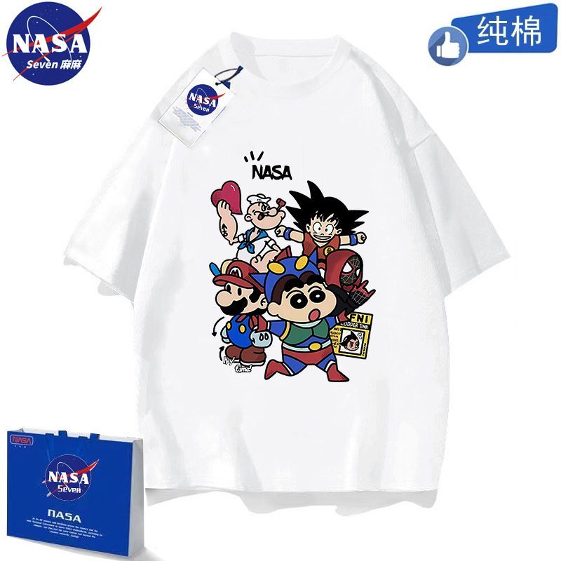 NASA cartoon Crayon Shin-chan short-sleeved boy's summer cotton T-shirt handsome Dragon Ball Goku half-sleeved medium and large children