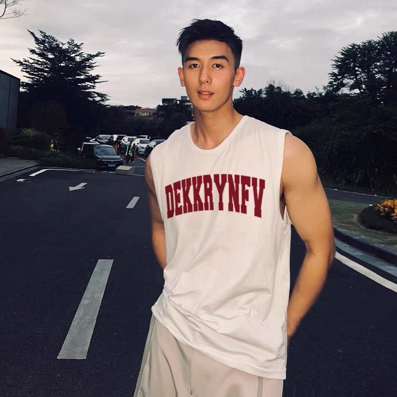 重磅背心男夏季坎肩外穿純棉寬鬆籃球健身運動圓領無袖t恤男士潮