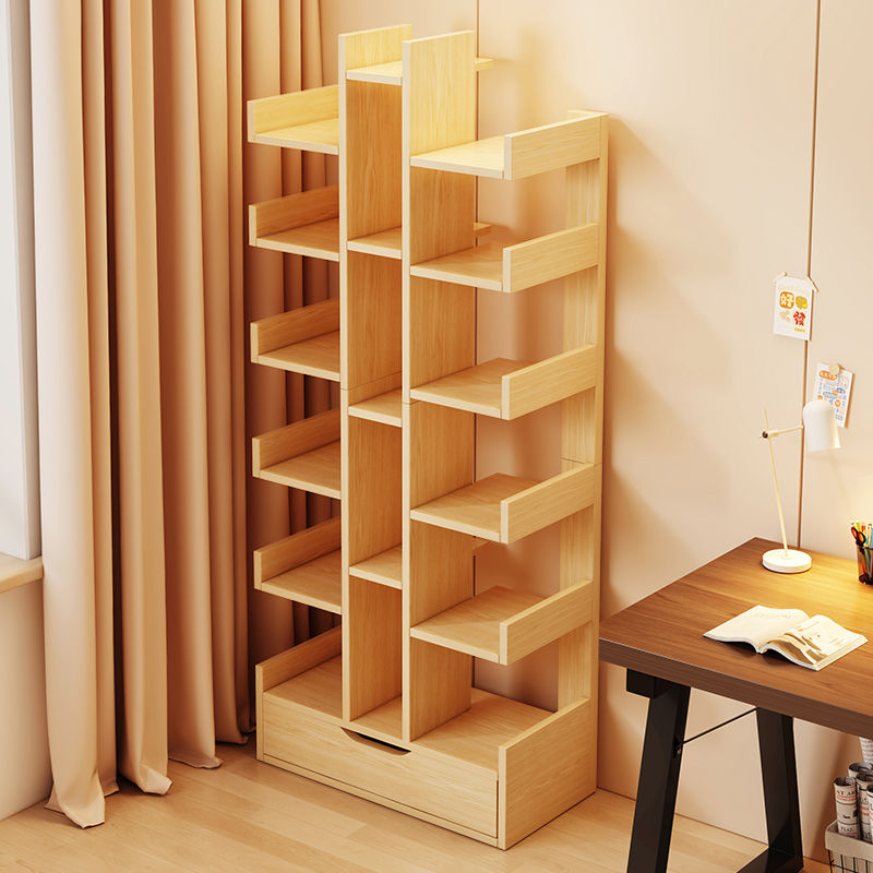 简易书架置物架落地客厅家用储物架子卧室靠墙树形收纳架小型书柜