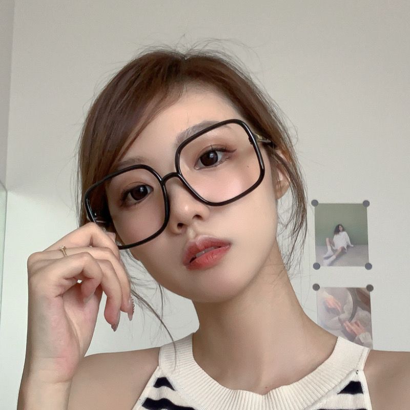 超大框素顏眼鏡女可配度數近視眼鏡大臉眼鏡框韓版顯瘦防藍光平光