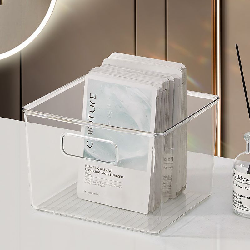 塑料化妆品收纳盒透明防尘面膜置物架护肤品桌面收纳筐整理盒网红