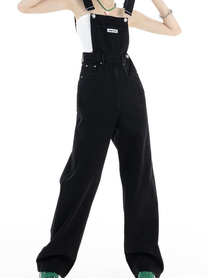 Salt denim overalls design  spring and autumn new high-waisted straight leg slimming one-piece overalls