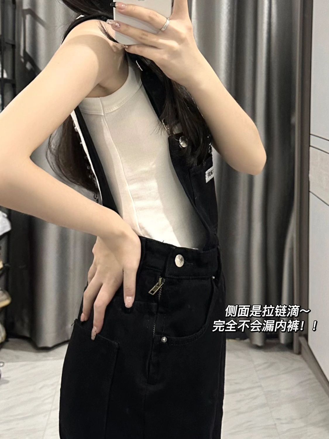 Black denim overalls for women  spring and autumn new ins trendy high-waisted loose slimming age-reducing straight overalls