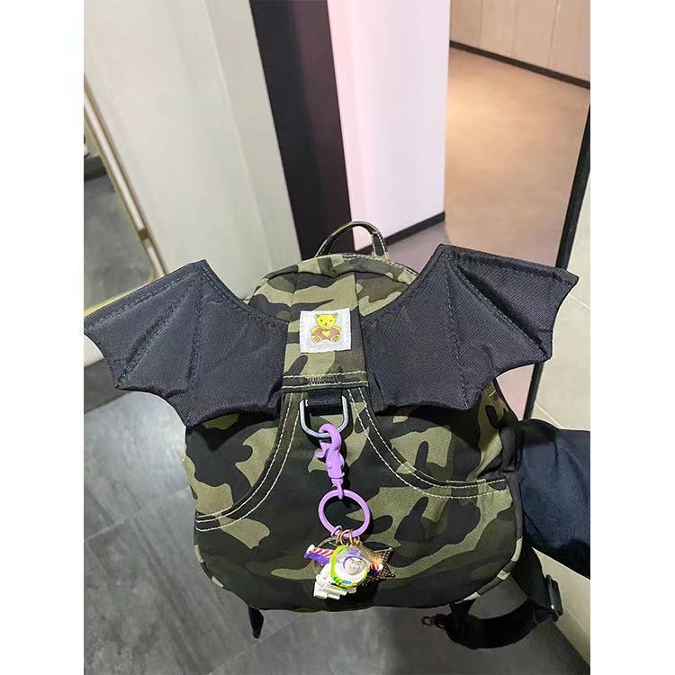 Camouflage Wings Bag Adult Hot Girl Trendy Versatile Campus Student Cute Girl Angel Canvas Small Backpack