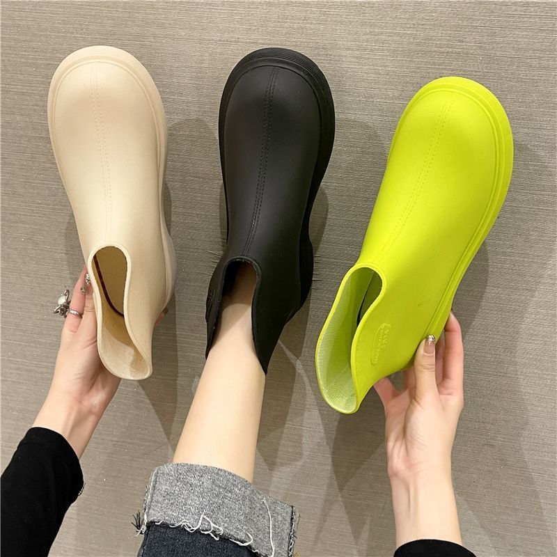 韓系款雨鞋女士短筒加絨防水膠鞋低幫保暖時尚水鞋拖鞋防滑雨鞋靴