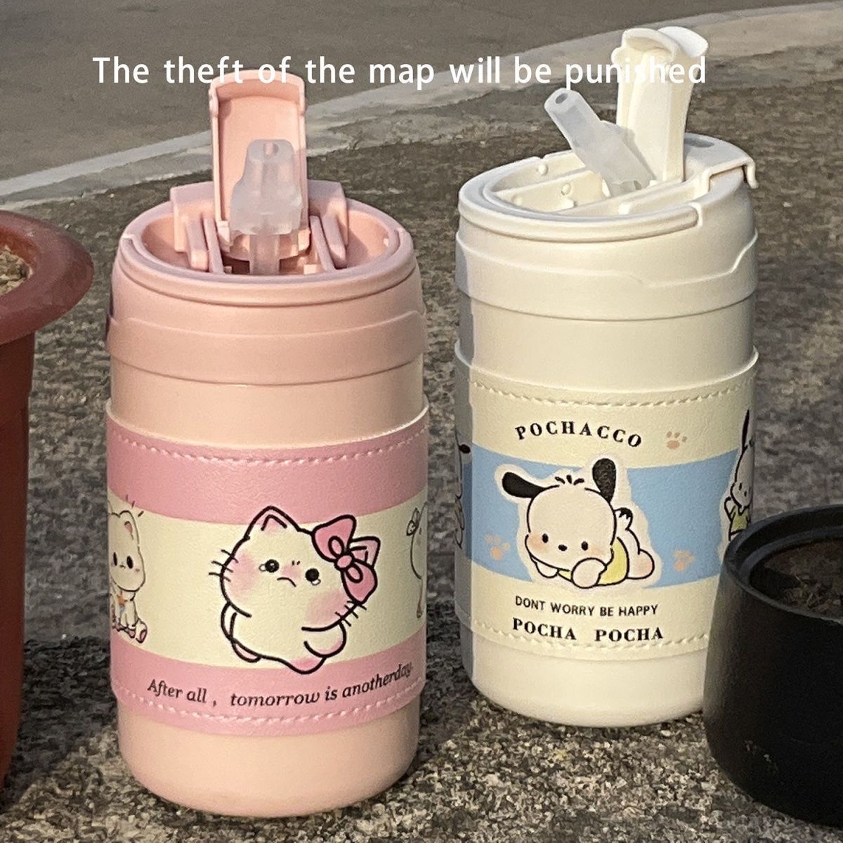 新款保温杯子ins女高颜值韩系小众儿童卡通吸管杯大容量双饮水杯