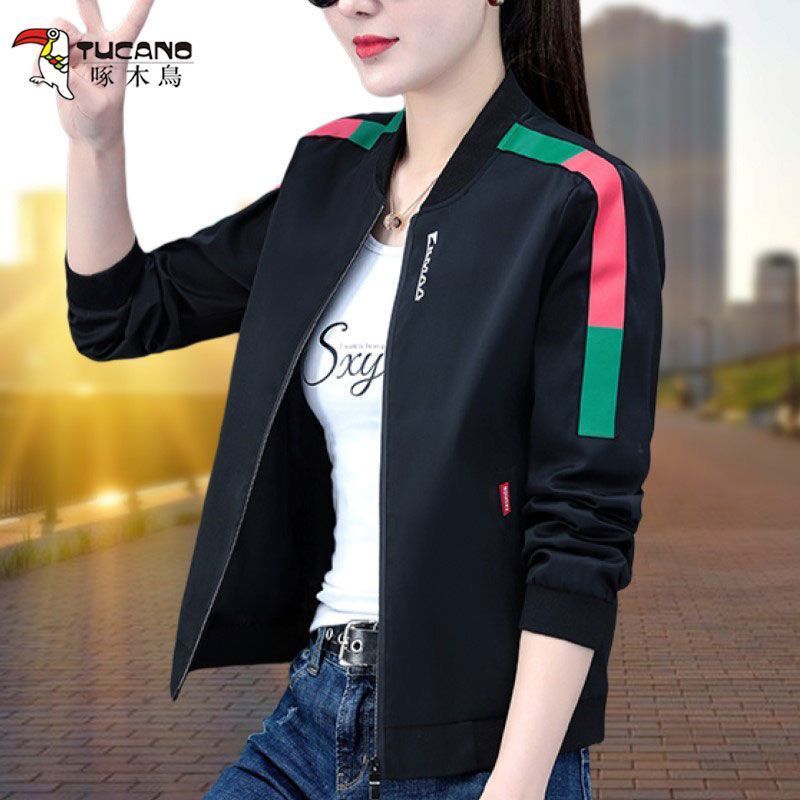 Woodpecker short coat women's spring and autumn 2021 new fashion loose casual all-match cardigan baseball jacket top