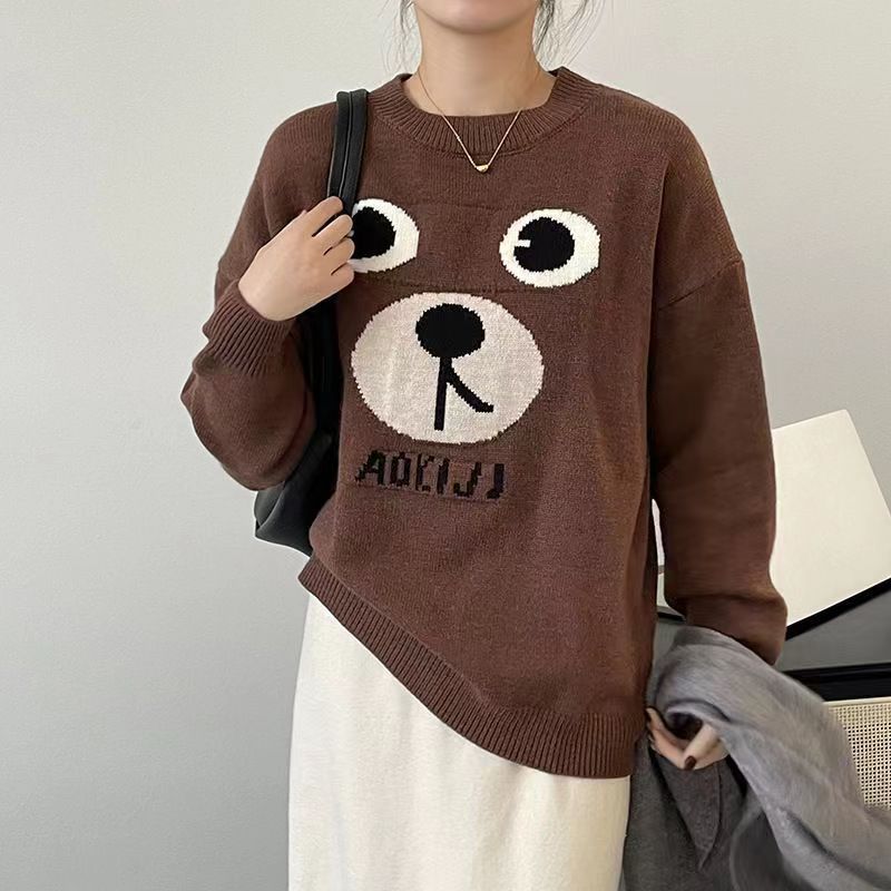 韓式溫柔慵懶風減齡漂亮洋氣甜美針織上衣可愛小熊高端毛衣內搭女