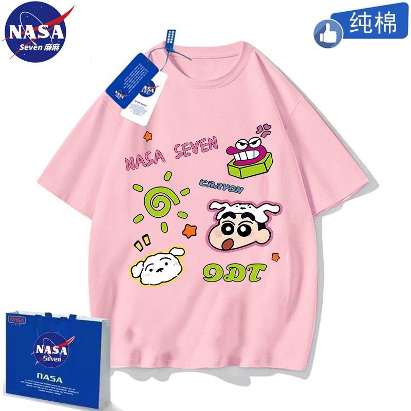 NASA联名纯棉T恤男童帅气夏季卡通蜡笔小新短袖美式M记上衣中大童