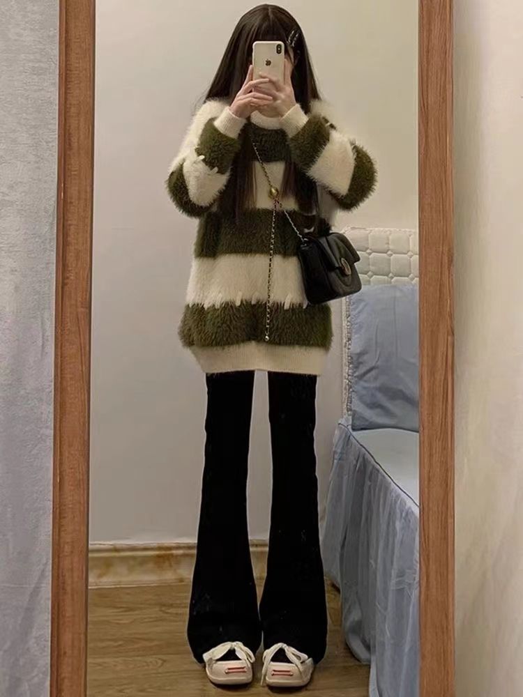 秋冬季黑色微喇叭牛仔褲女彈力拖地加長褲美式辣妹馬蹄修身顯瘦潮