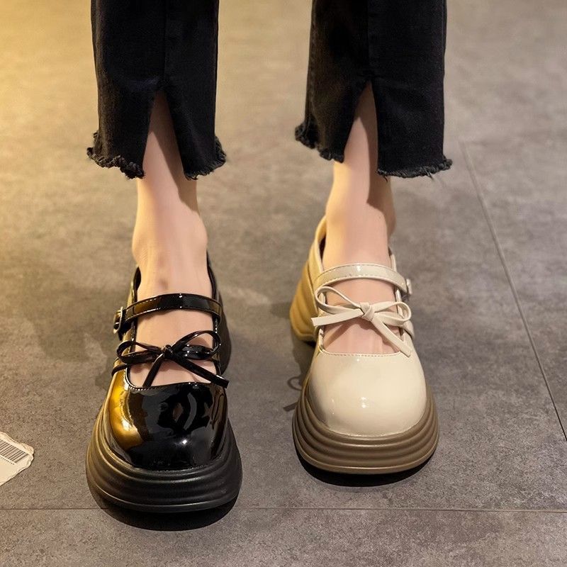 瑪麗珍女鞋2023新款夏英倫風小皮鞋法式厚底春秋單鞋女復古樂福鞋