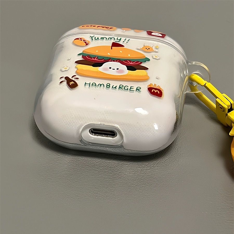 可爱小狗汉堡适用AirPodspro2代苹果1/2/3代防摔pro耳机硅胶壳