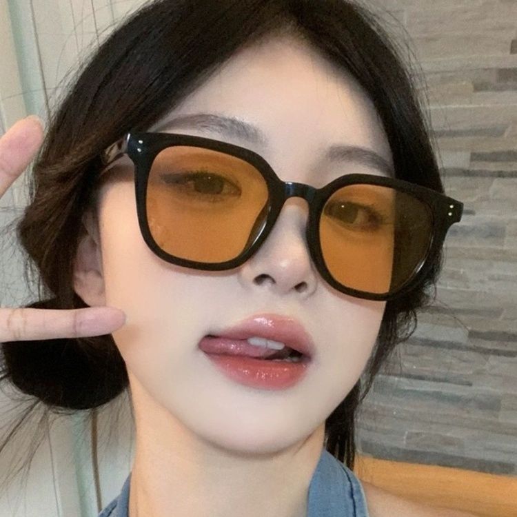 Korean version of Little Red Book's same brown sunglasses for women, high-end, ins style, anti-UV, short-sighted sunglasses for men, trendy