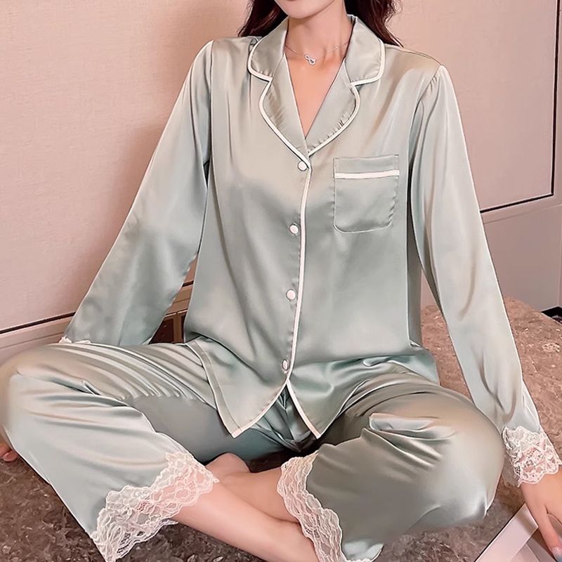 冰絲睡衣女春秋款長袖2023年新款薄仿真絲綢可外穿夏季家居服套裝