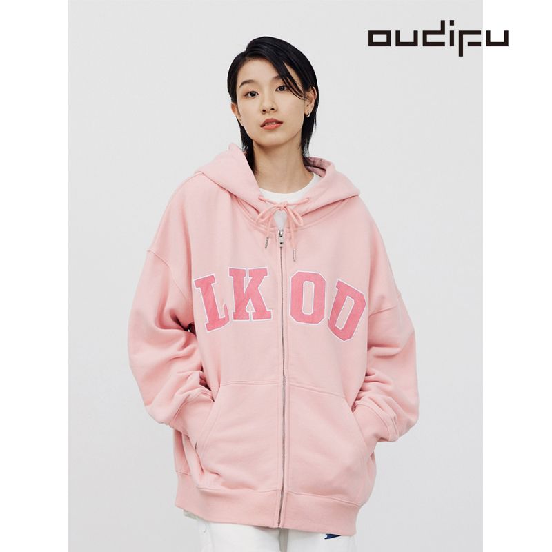OUDIFU純棉衛衣女潮ins秋冬2023年新款情侶百搭國潮長袖學生外套