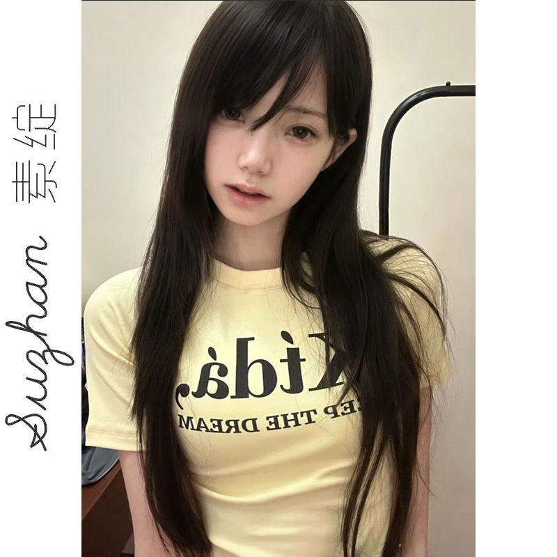 多巴胺女孩穿搭復古正肩字母印花短袖T恤夏季設計感辣妹短款上衣