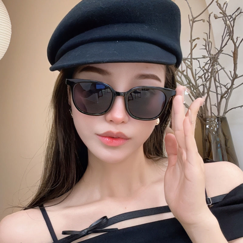 Korean style fashionable square frame brown sunglasses for women summer sun protection concave shape glasses men's driving anti-UV sunglasses