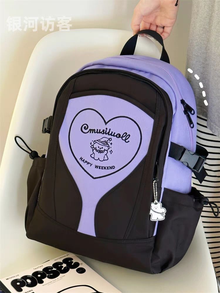 Retro ins Japanese girl contrasting color backpack Korean version college versatile and cute high school student school bag travel backpack