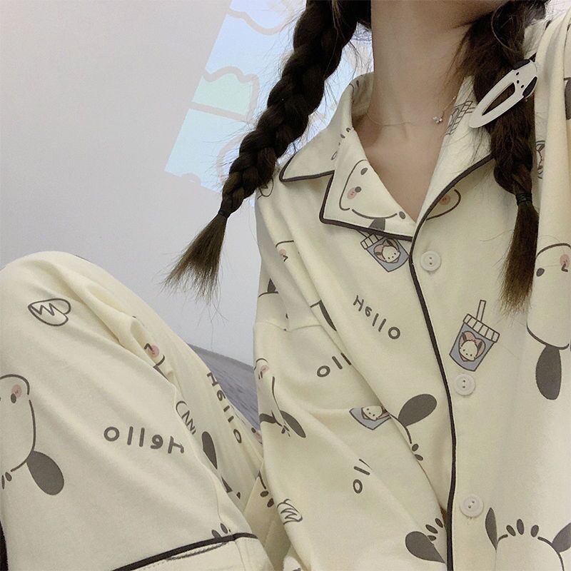 睡衣女春秋季純棉薄款長袖卡通新款冬季學生版可愛外穿家居服套裝