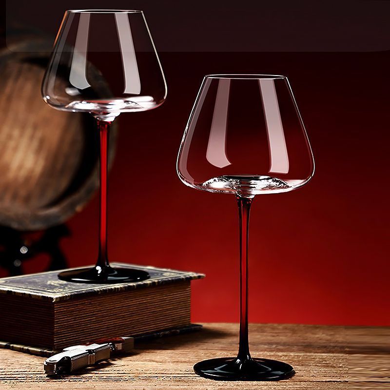 黑领结勃艮第红酒杯红杆大肚杯欧式高脚杯套装家用水晶玻璃醒酒器
