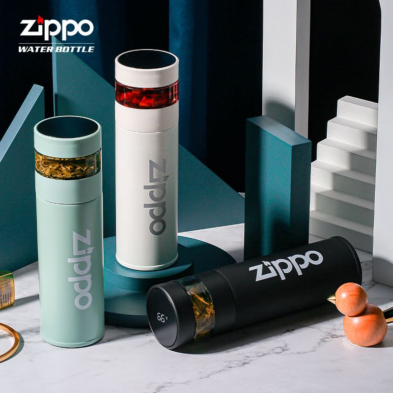 Zippo保温杯316便携茶水分离杯简约高颜值泡茶杯智能随行定制水杯