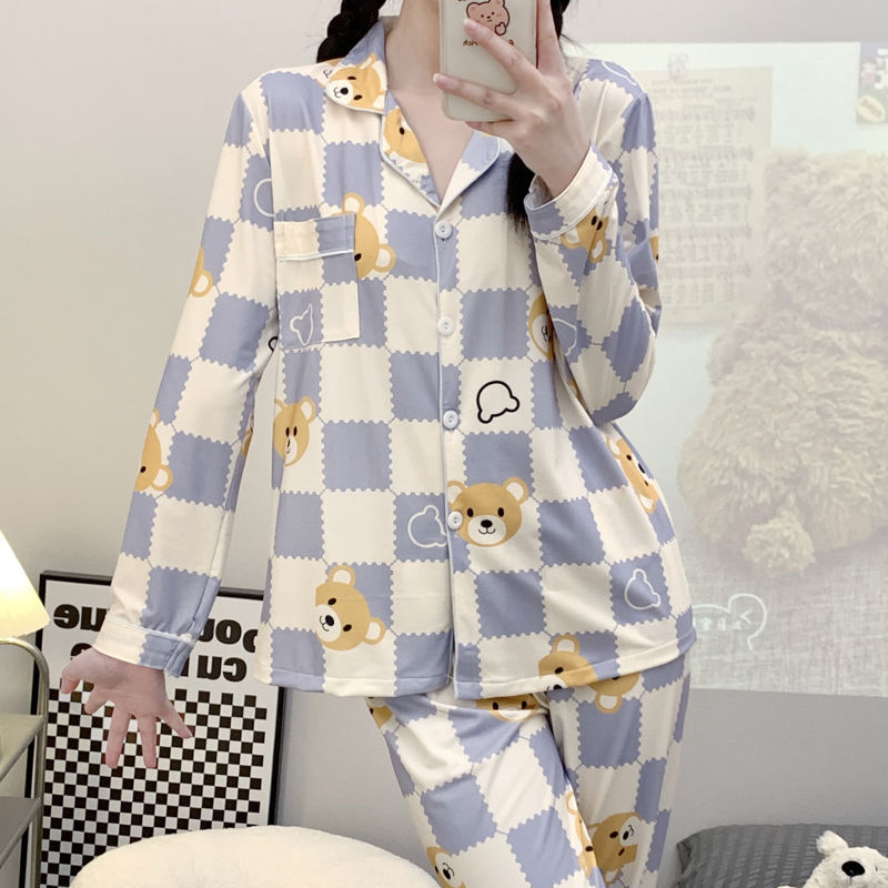 睡衣女士春秋款純棉長袖網紅風寬鬆家居服全棉夏款2023新款套裝冬