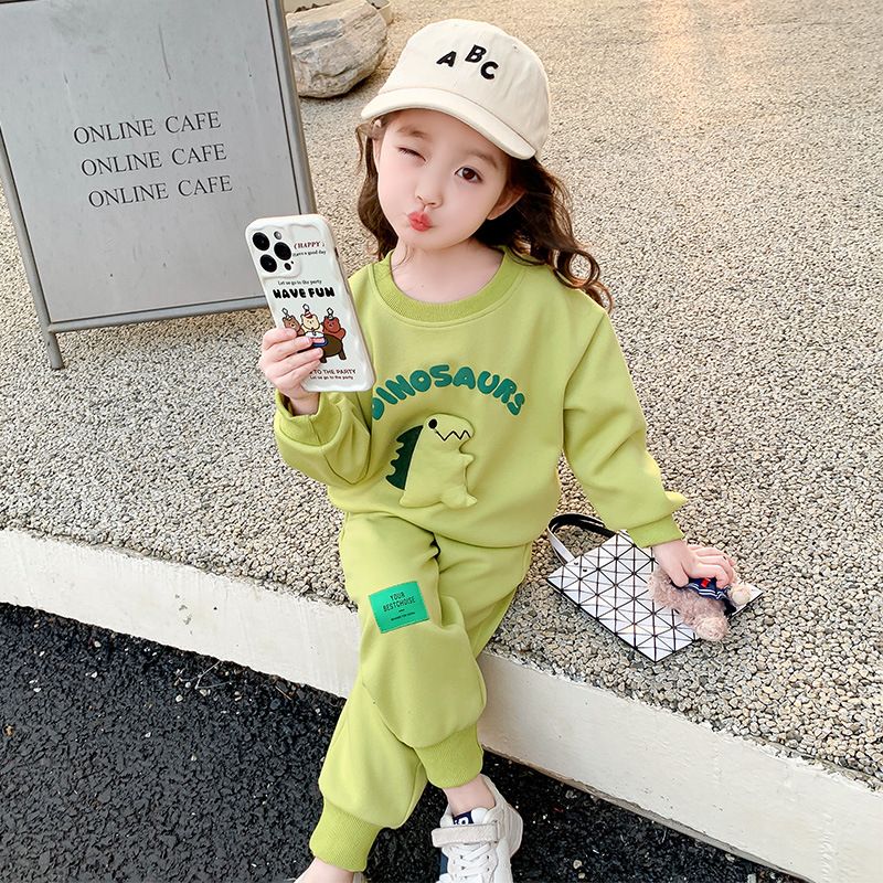 Baby girl autumn clothing set  new style girls spring and autumn sports children's two-piece set of children's sanitary clothing