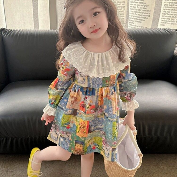 Girls Dresses Spring and Autumn 2023 New Fashionable Autumn Style Little Girls Baby Children's Clothes Autumn Princess Skirts