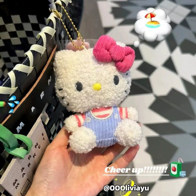 小捲毛kitty掛件包包掛飾kt貓公仔玩偶hallo hello鑰匙哈嘍凱蒂貓