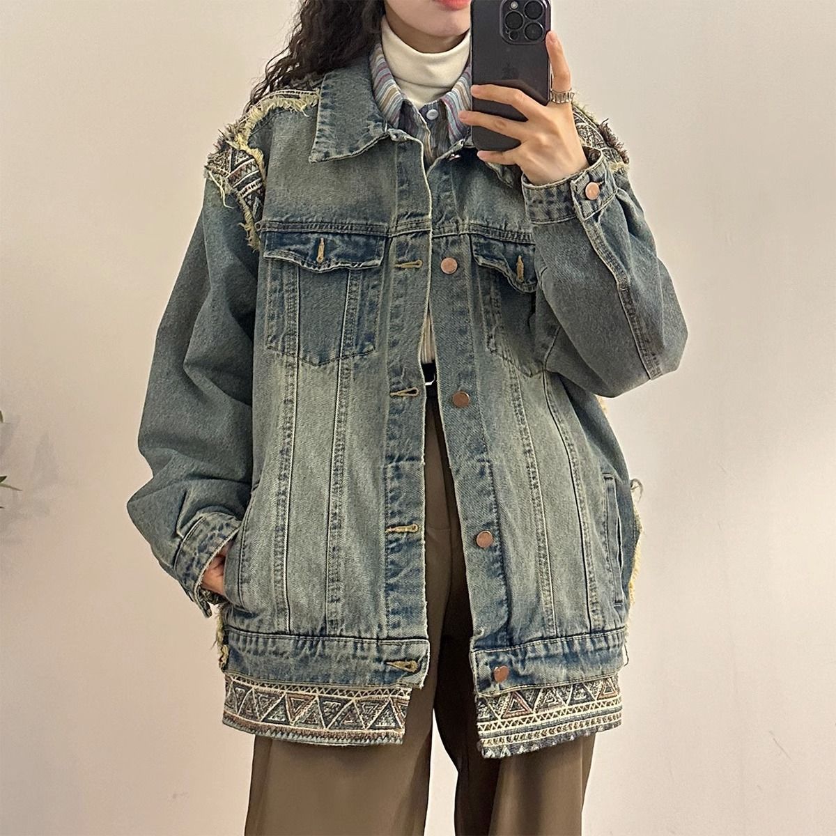 Denim jacket women's spring and autumn style American retro new style loose all-match slim foreign style long-sleeved jacket top outerwear