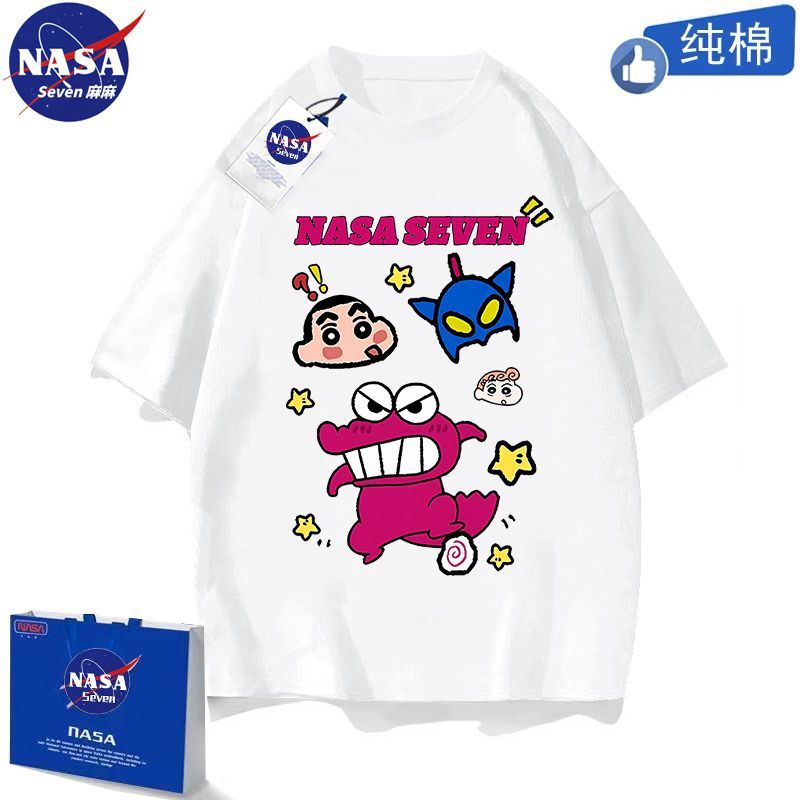 NASA Crayon Shin-chan T-shirt boys summer pure cotton short-sleeved handsome cartoon dynamic Superman half-sleeved medium and large children's clothing