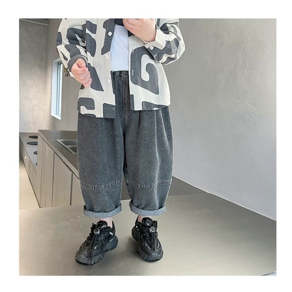 Boys' pants spring and autumn style 2023 new children's jeans boys casual trousers autumn outer wear harem pants