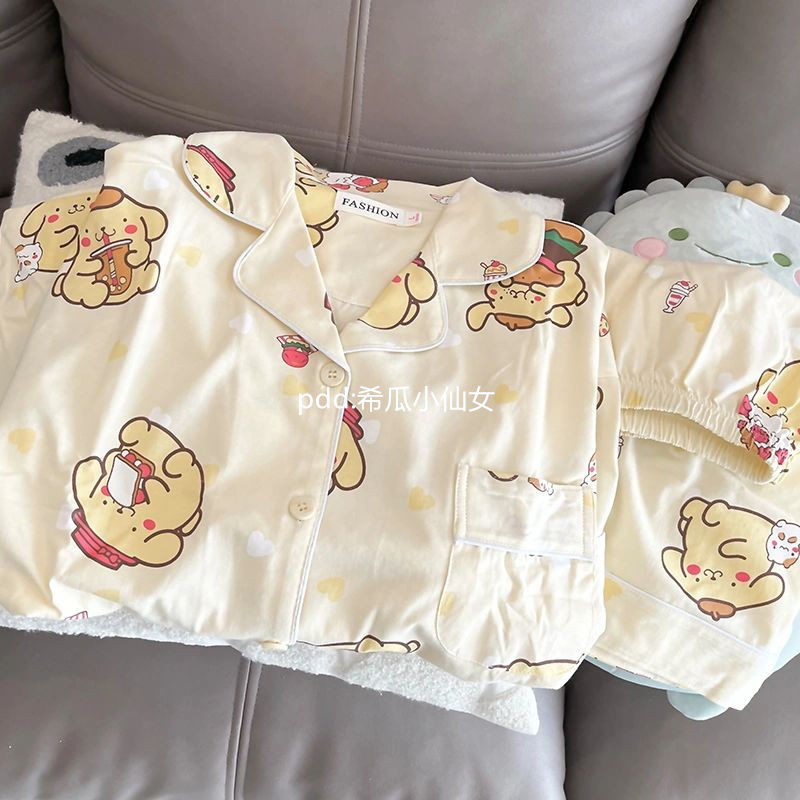 可愛布丁狗睡衣女夏季天新款短袖短褲ins學生卡通家居服套裝外穿