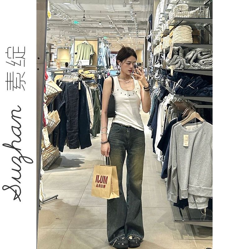 甜酷辣妹工字吊帶背心夏季外穿百搭美式修身顯瘦無袖休閒運動上衣
