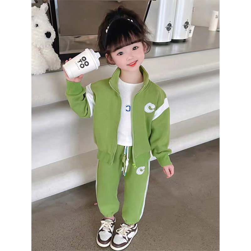 女童套裝春秋季2023新款時髦網紅小童洋氣女孩寶寶秋款兒童裝秋裝
