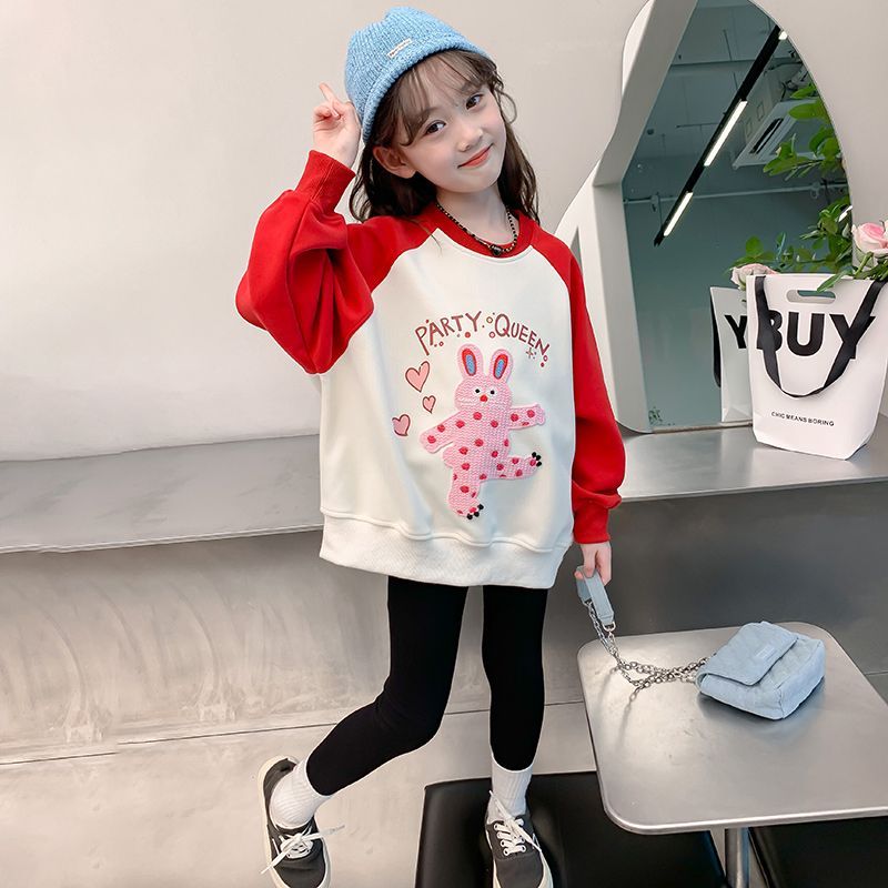  new girls' velvet sweatshirts for autumn and winter, Korean style, medium and large children's fashionable girls' winter thickened warm tops