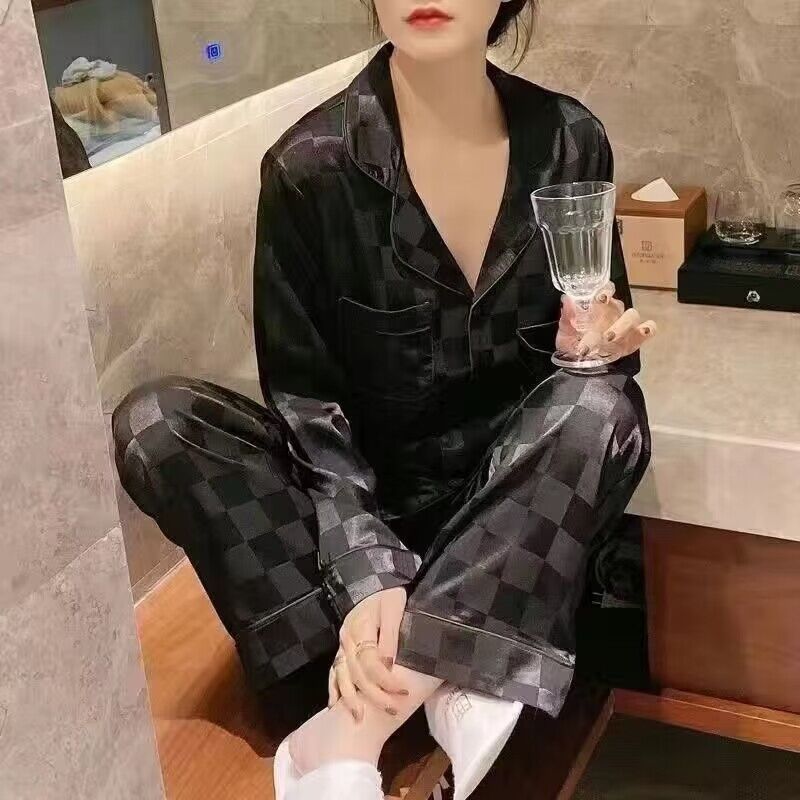 高級感冰絲睡衣女春秋款2023年新款夏網紅薄款甜美家居服套裝夏季