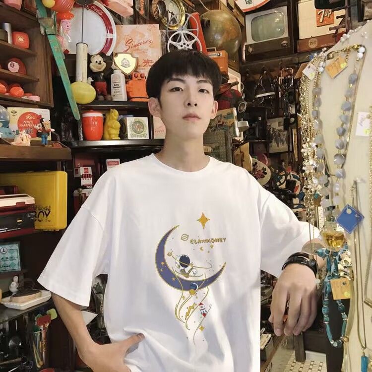 重磅純棉100%男士短袖t恤痞帥寬鬆上衣網紅美式街頭夏季潮牌衣服