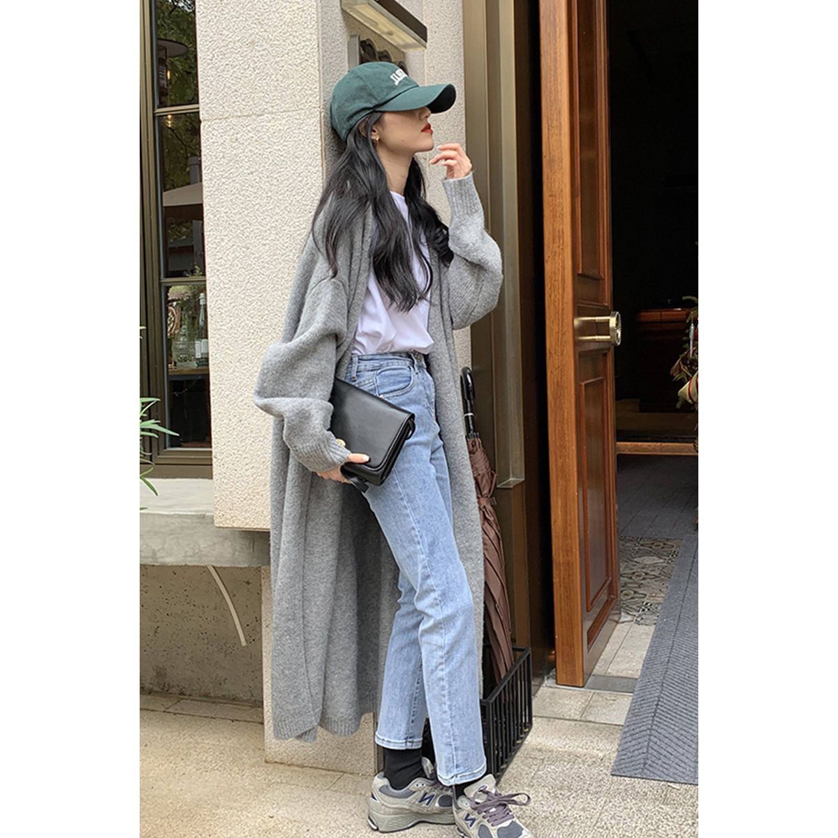 中長款毛衣開衫外套女款春秋季寬鬆慵懶風溫柔系穿搭針織衫潮ins