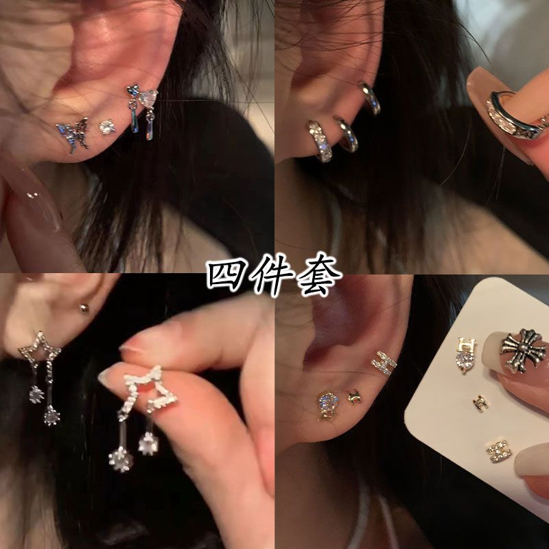 6件套老好看了蝴蝶耳釘女純銀耳環小眾設計感高級感耳飾女爆款